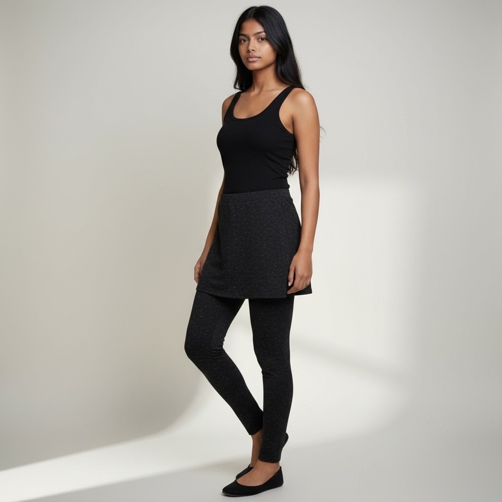 Cabi Skirted‎ Mid-rise Size M Black Space Dye 3210 Activewear Skort Leggings